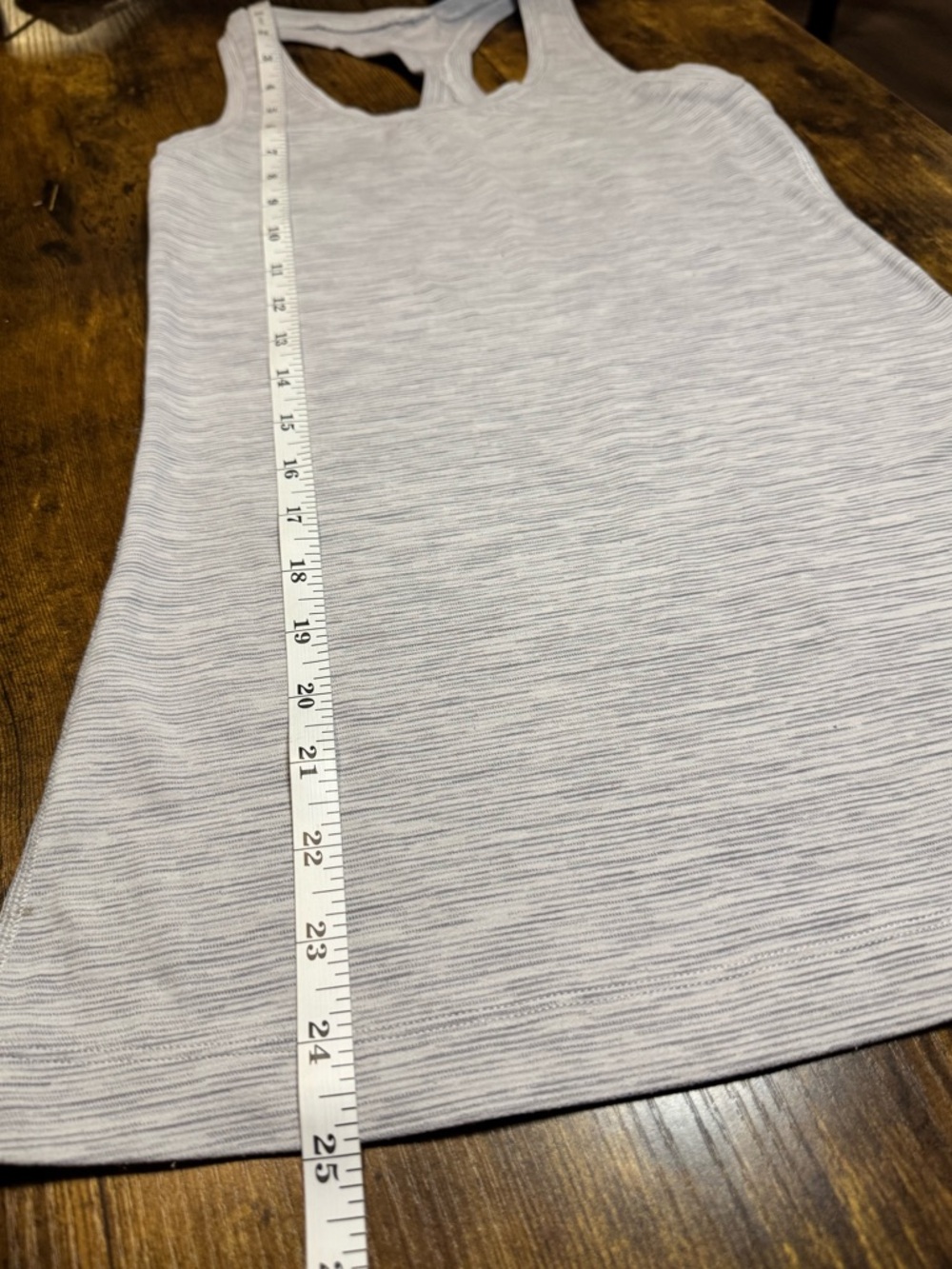 Lululemon Cool Racerback Long Tank Top Light Gray Stripe Estimated Size 6 - Picture 3 of 4